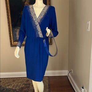 Elegant Blue Dress with Silver Accents